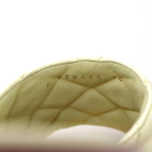 Chanel 38 Interlocking CC Logo Wood Sandal Mule Quilted Yellow Leather - Picture 12 of 15